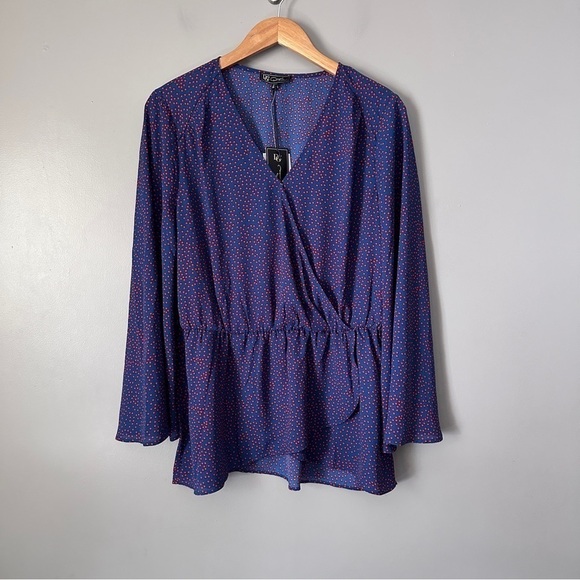 NWT DG2 polka dot faux wrap blouse - Picture 1 of 7